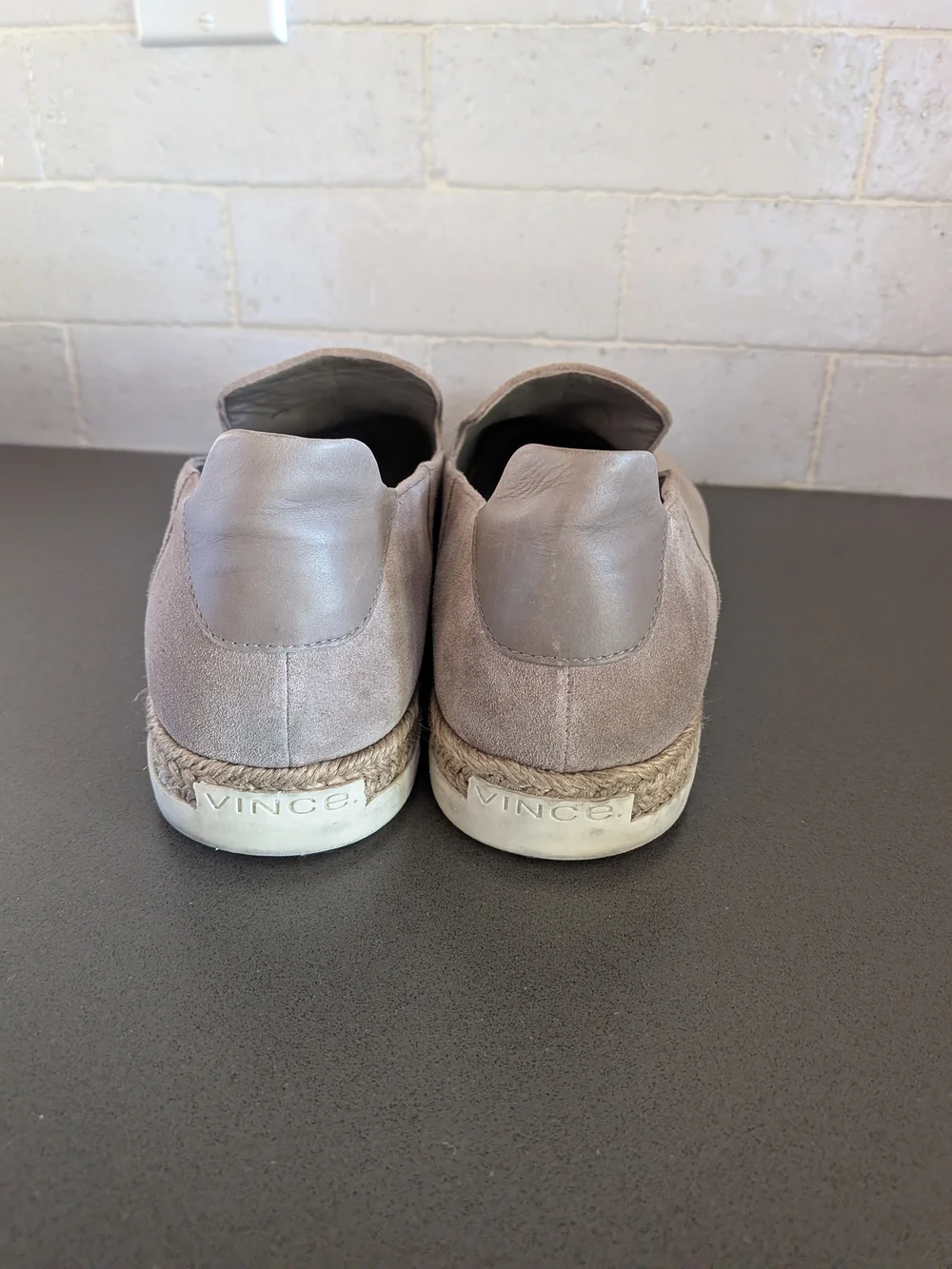 Vince Taupe Suede Slip-On Espadrilles